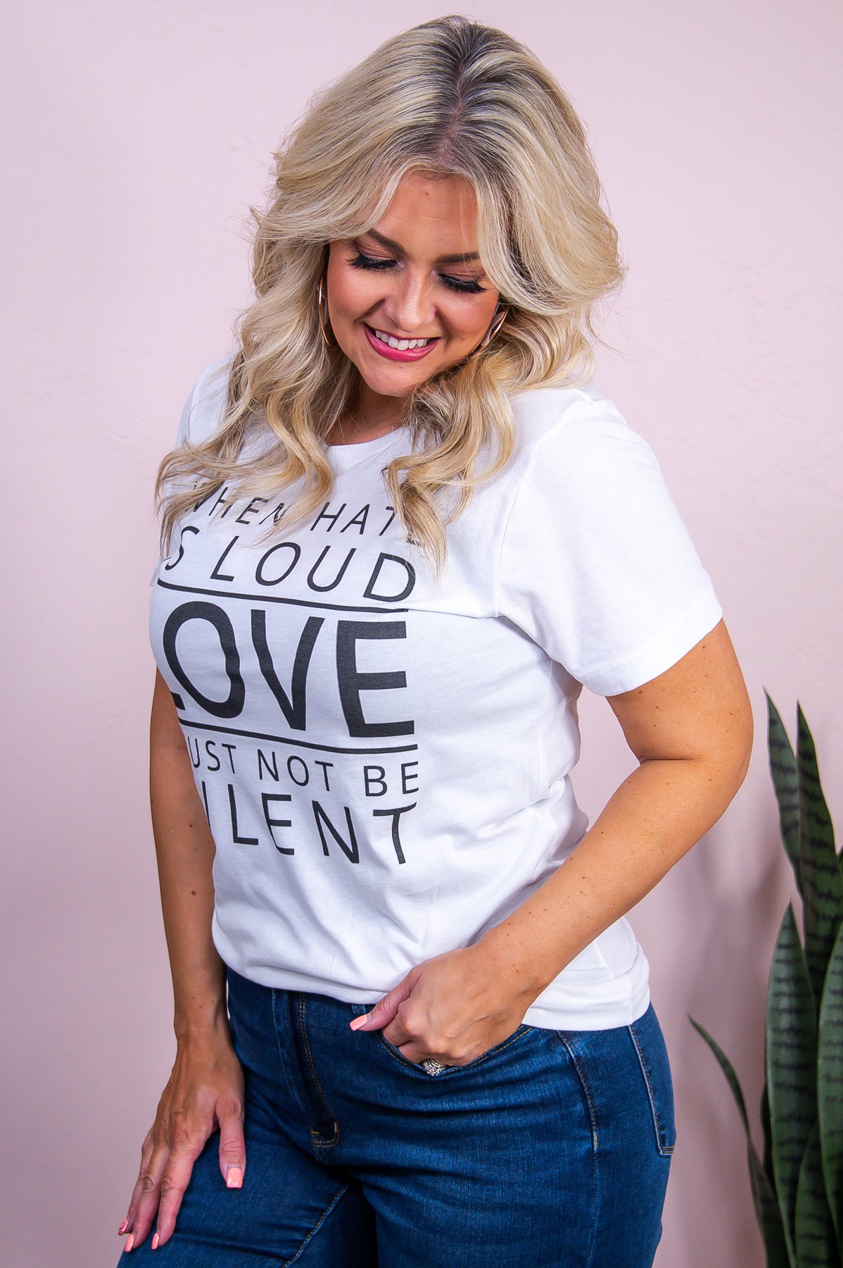 Love Must Not Be Silent White Graphic Tee - A3462WH