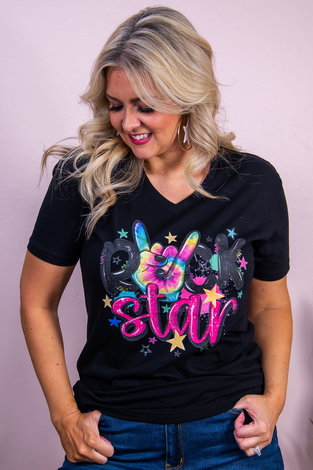 Rock Star Black Graphic Tee - A3463BK