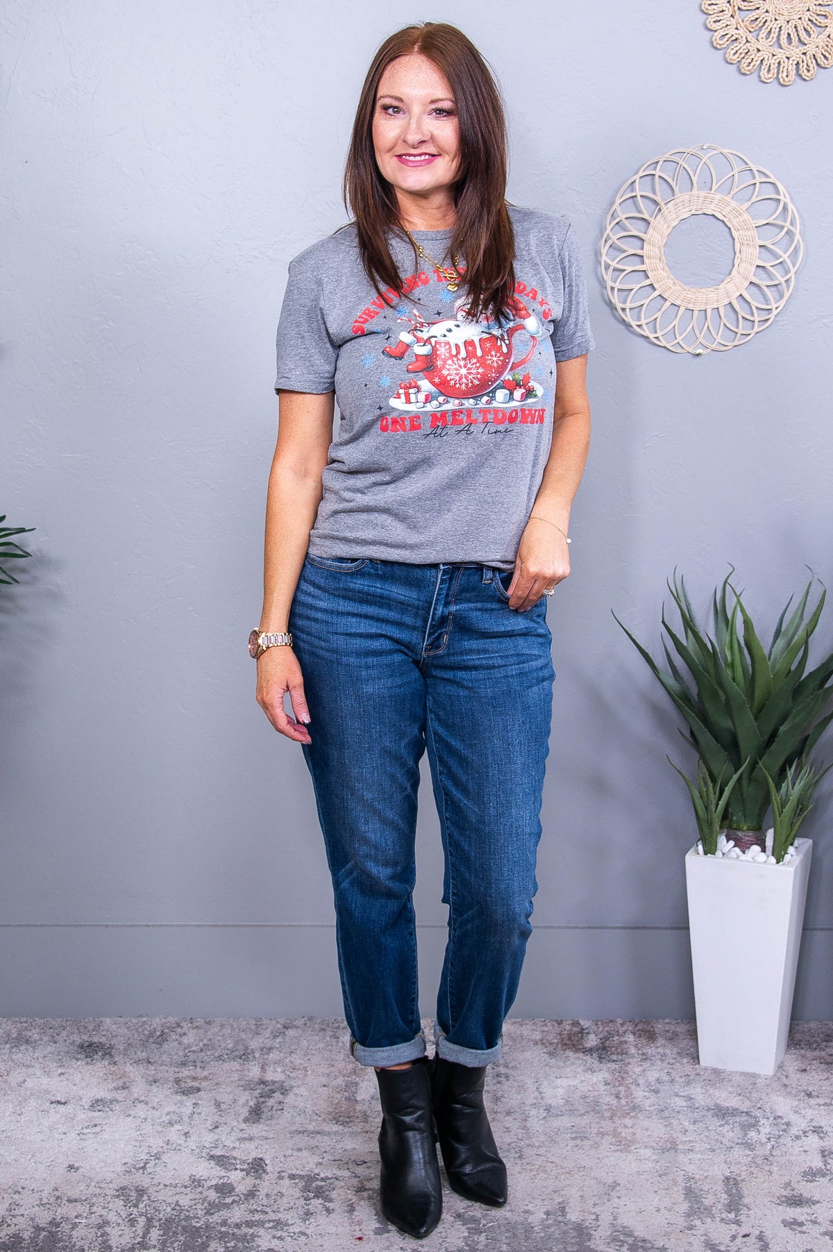 Surviving The Holidays Premium Heather Gray Graphic Tee - A3761PHG