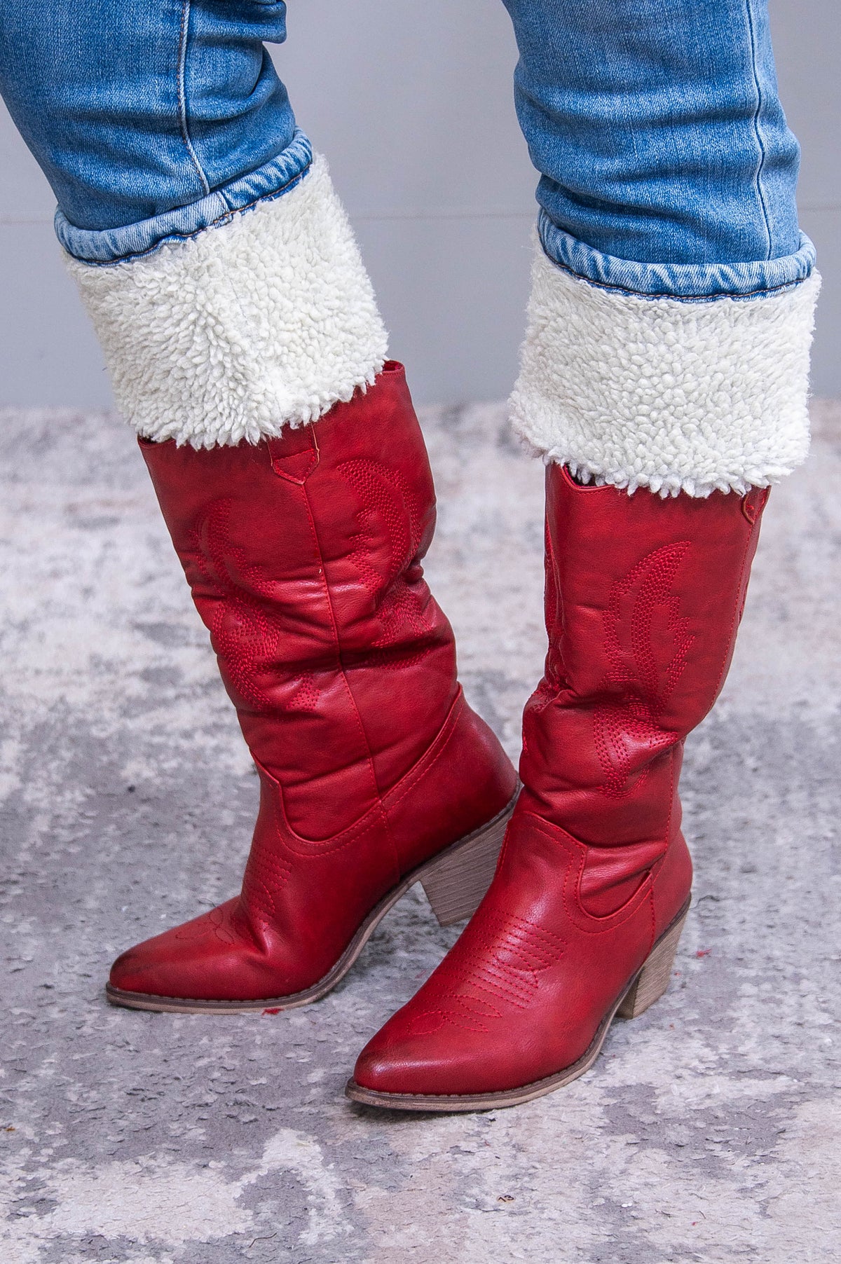 Living The Cowgirl Dream Red Faux Leather Cowgirl Boots - SHO2751RD