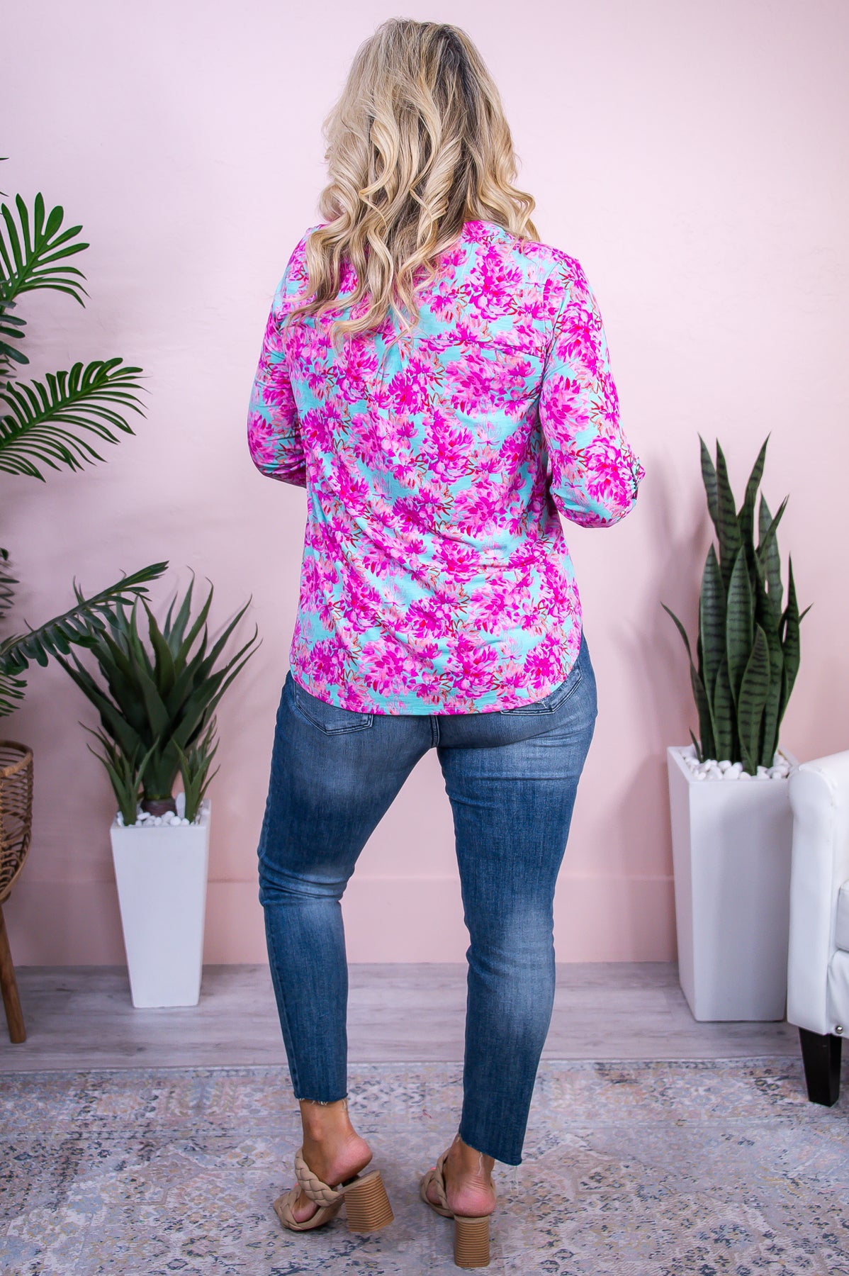 There She Goes Mint/Magenta Floral Top - T10022MT