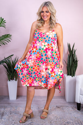 Dreaming Of Vacation Pink/Multi Color Floral Dress - D5457PK