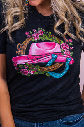 Cowgirl At Heart Vintage Black Graphic Tee - A3471VBK