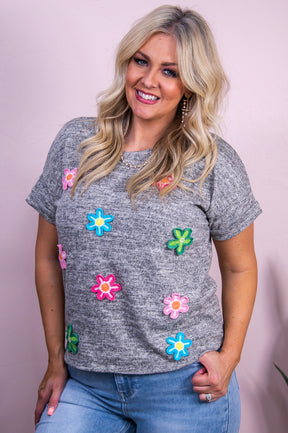 Looking Marvelous Heather Taupe/Multi Color Floral Top - T10032HTA