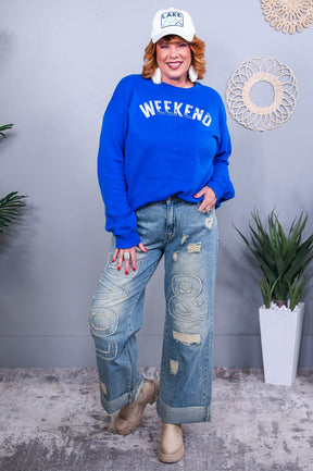 Weekend True Royal Graphic Sweatshirt - A3828TR