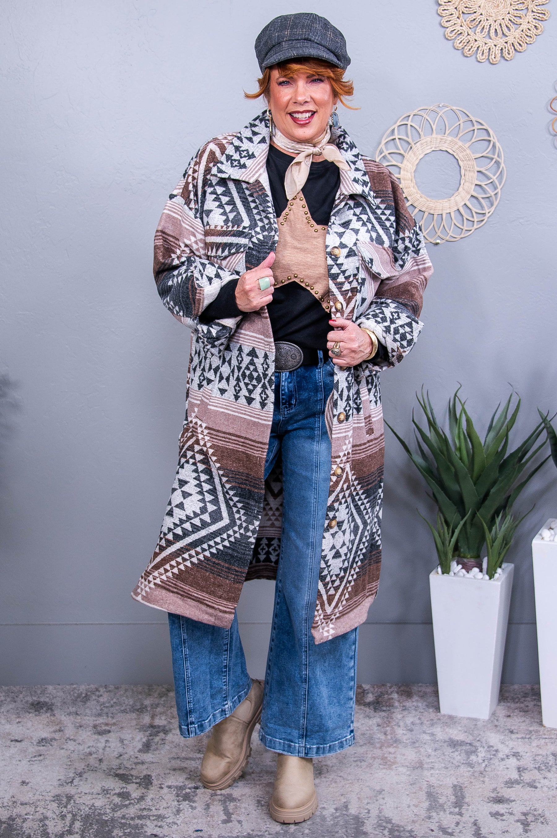 Winter Breeze Ready Black/Multi Color Tribal Jacket - O5664BK