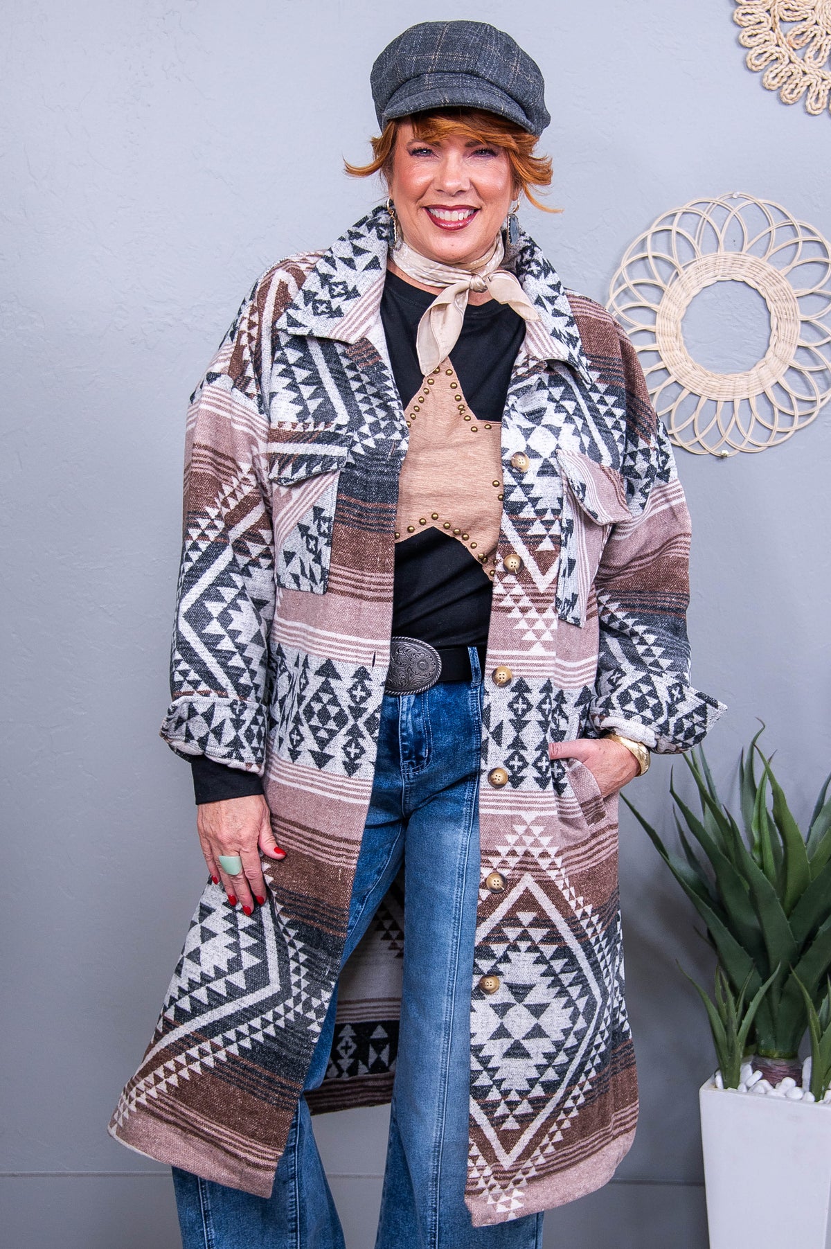 Winter Breeze Ready Black/Multi Color Tribal Jacket - O5664BK