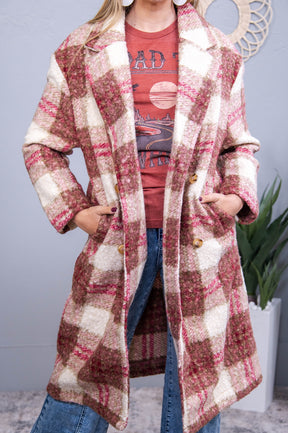 Cold Nights And Hot Cocoa Rose/Multi Color Fuzzy Jacket - O5666RO