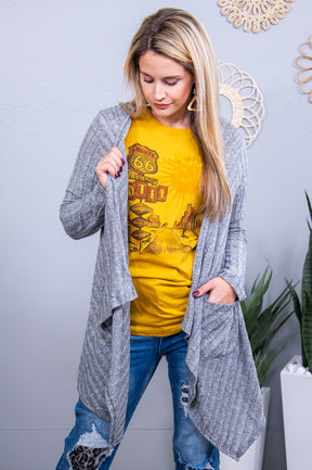 Cuddling By The Fire Heather Gray Asymmetrical Cardigan - O5665HGR