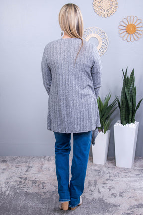 Cuddling By The Fire Heather Gray Asymmetrical Cardigan - O5665HGR