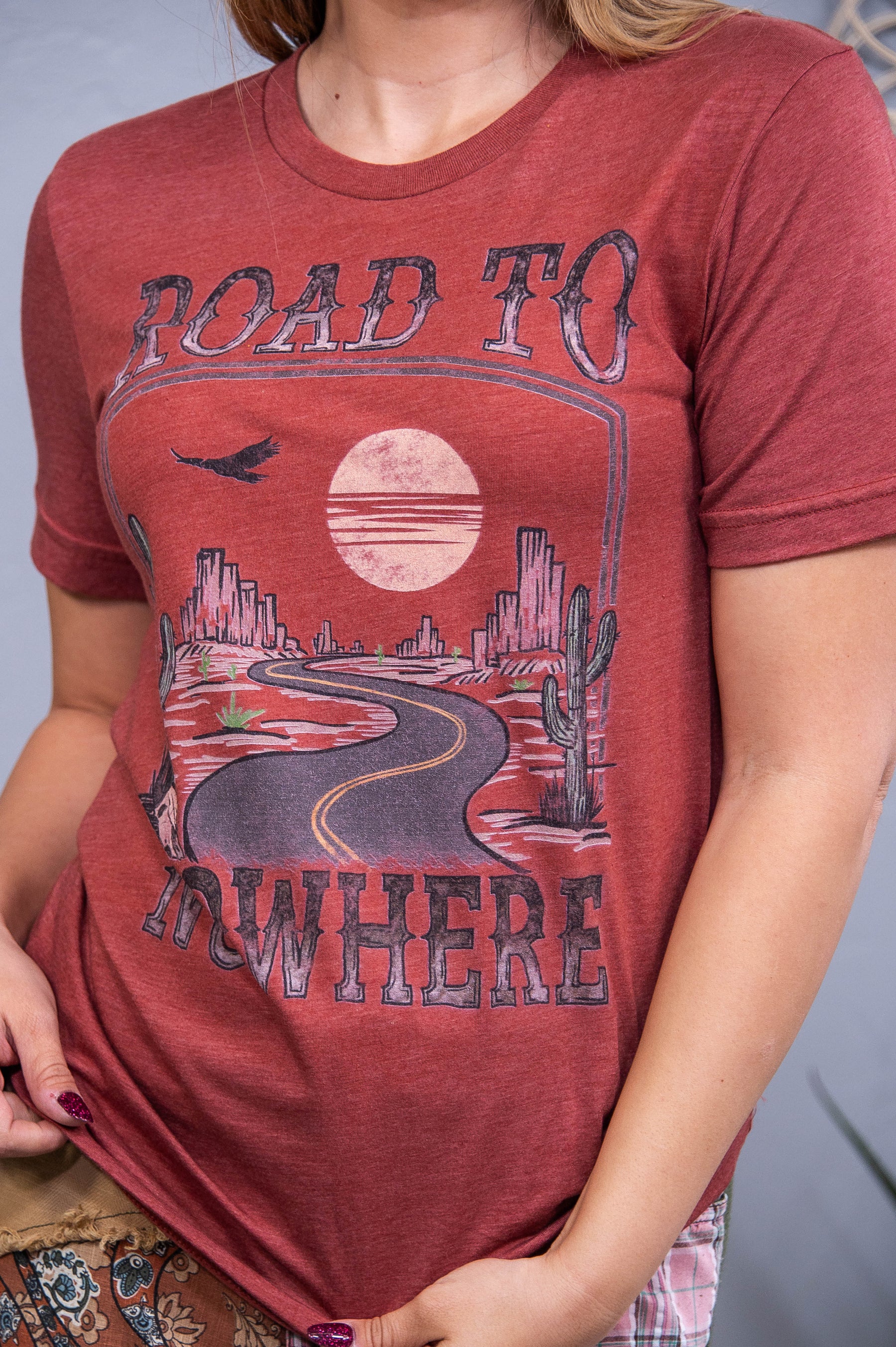 Road To Nowhere Heather Clay Graphic Tee - A3772HCY