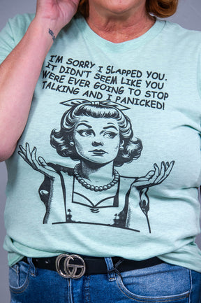 I'm Sorry I Slapped You Heather Prism Mint Graphic Tee - A3834HPM