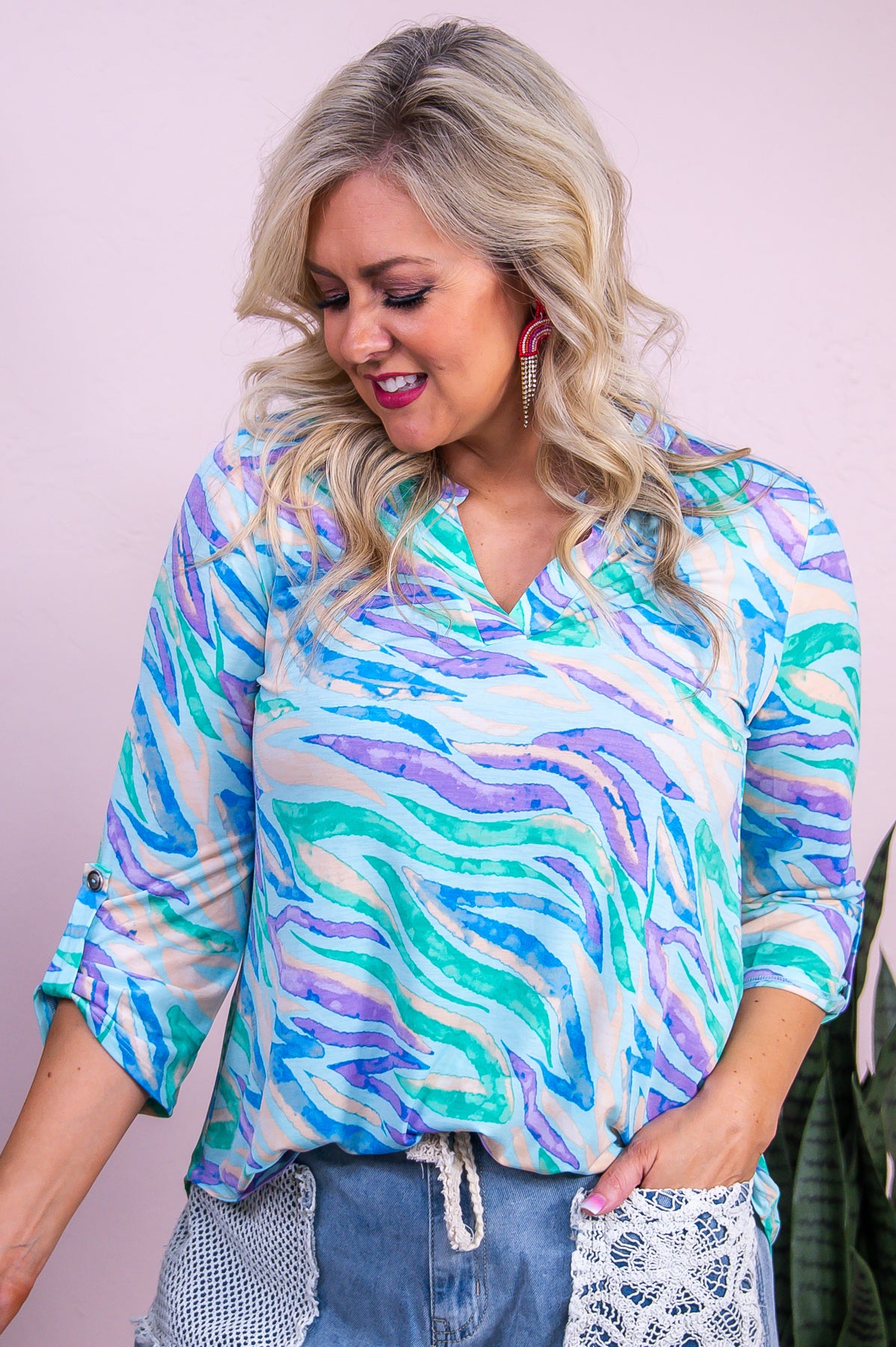 Clear My Schedule Blue/Multi Color Printed Top - T10067BL