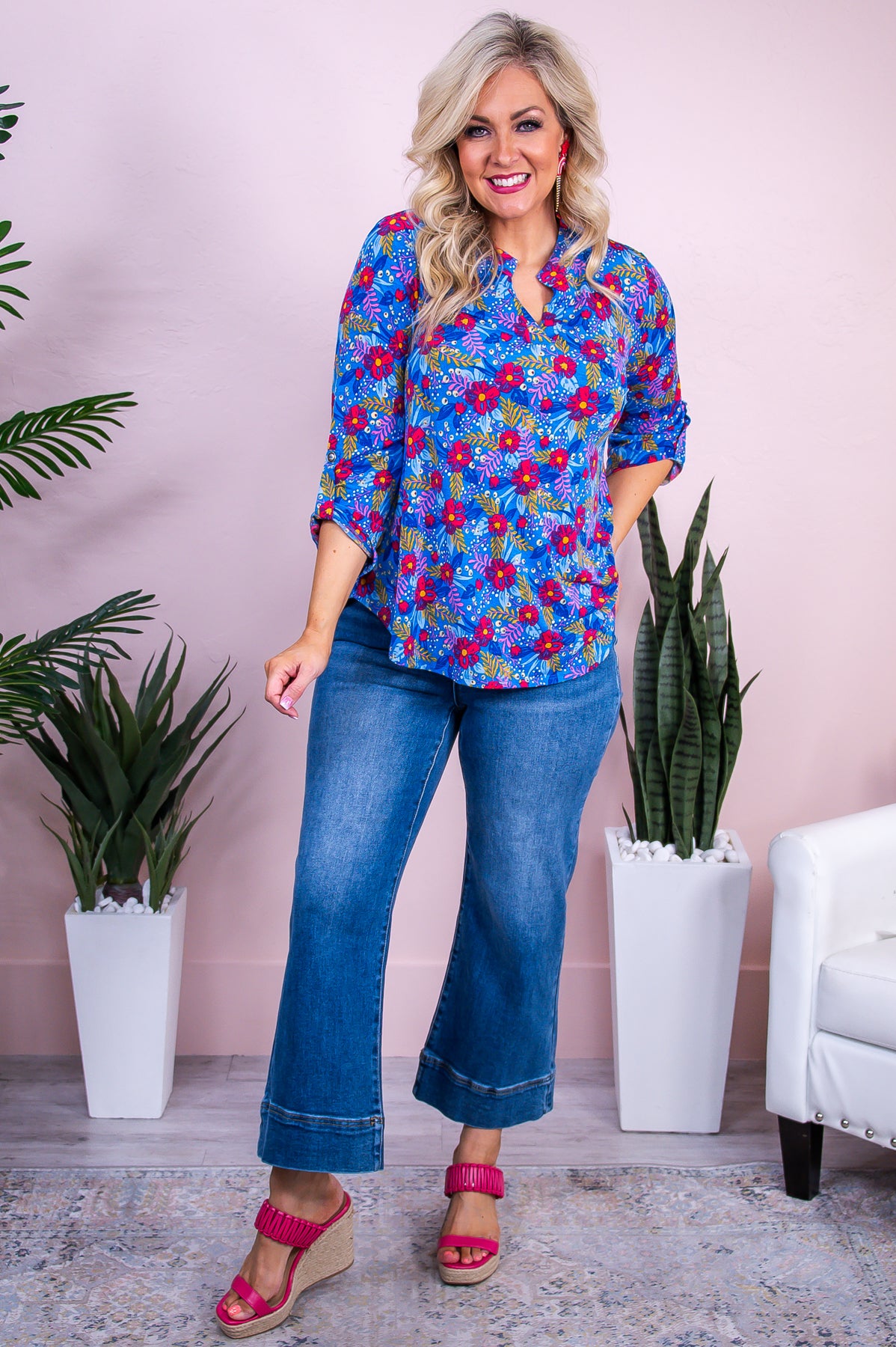 Something Pretty Royal Blue/Multi Color Floral Top - T10070RBL