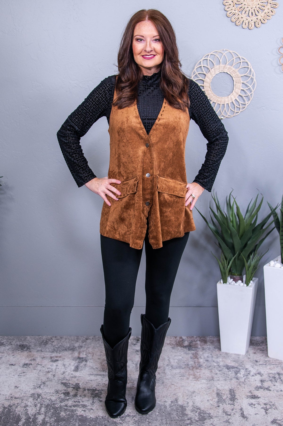 Hypnotized By You Mocha Suede Vest - O5669MO