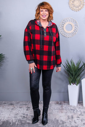 Check This Out Red/Black Checkered Hooded Top -  T10734RD