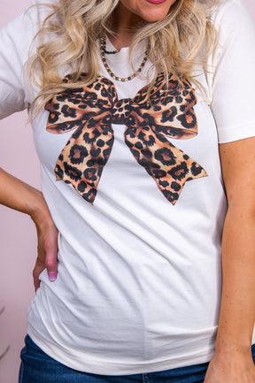 Unleash The Bow Natural Printed Bow Graphic Tee - A3485NA