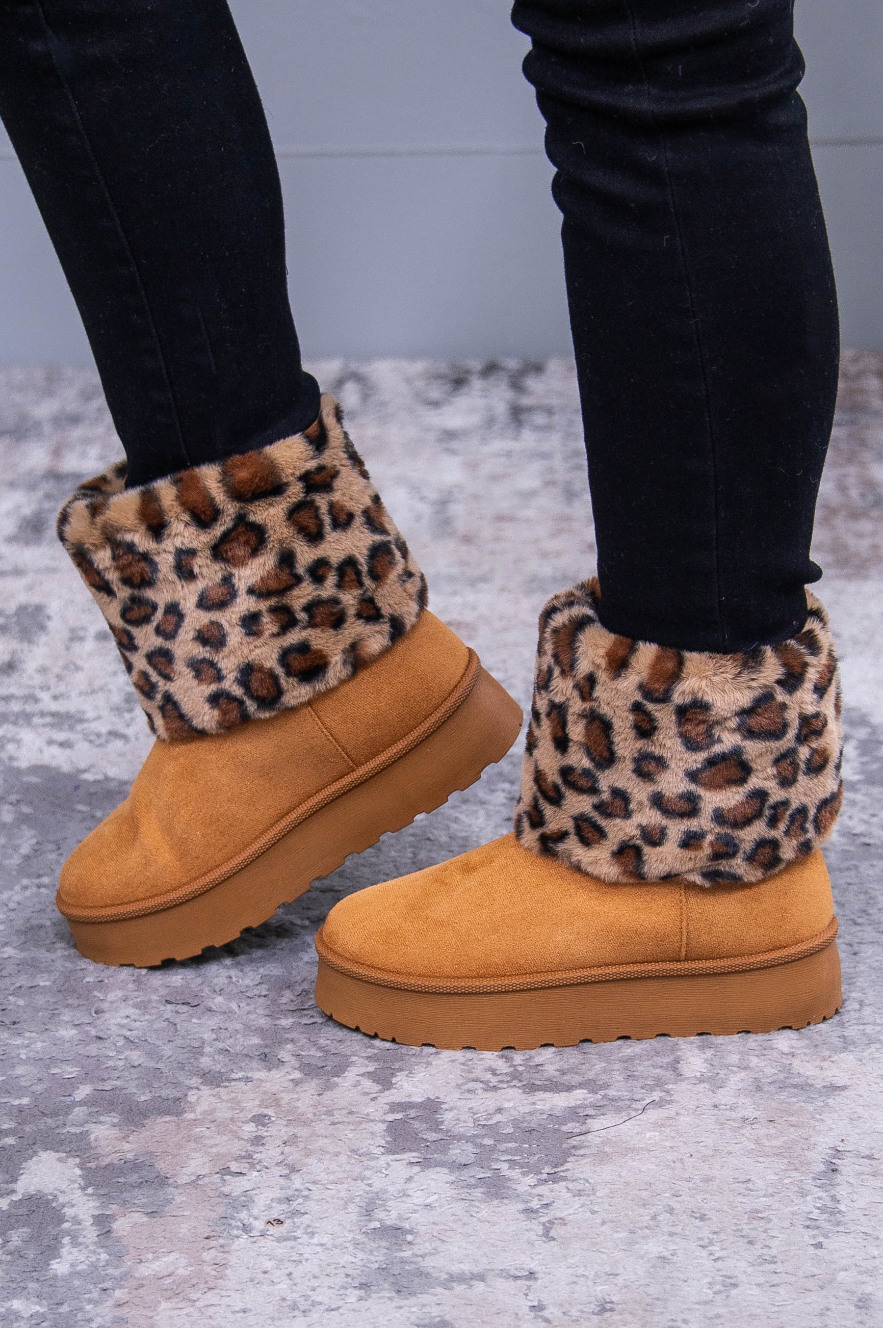 Never Fur-gettable Printed Faux Fur/Suede Boots - SHO2756LE