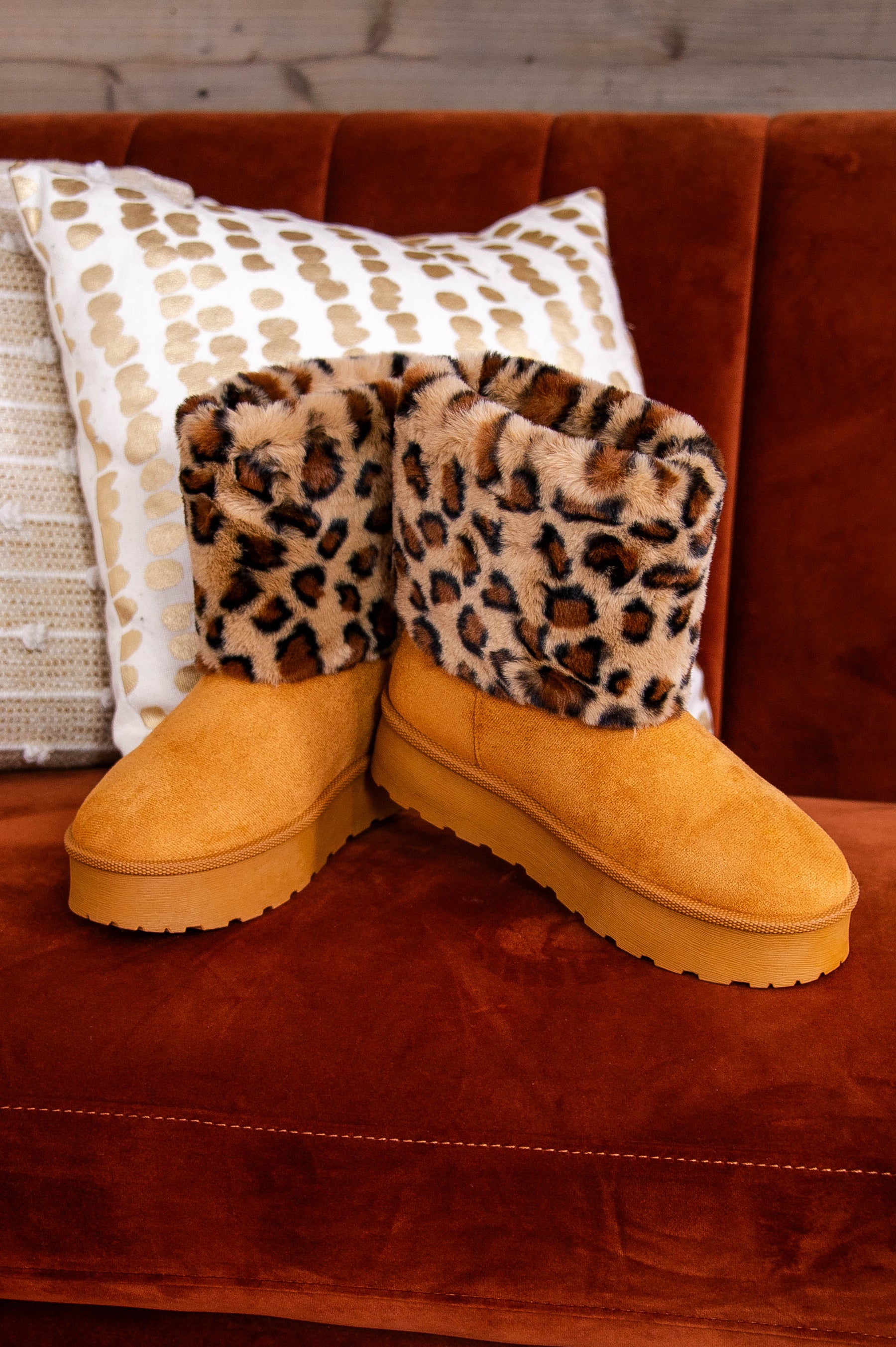 Never Fur-gettable Printed Faux Fur/Suede Boots - SHO2756LE