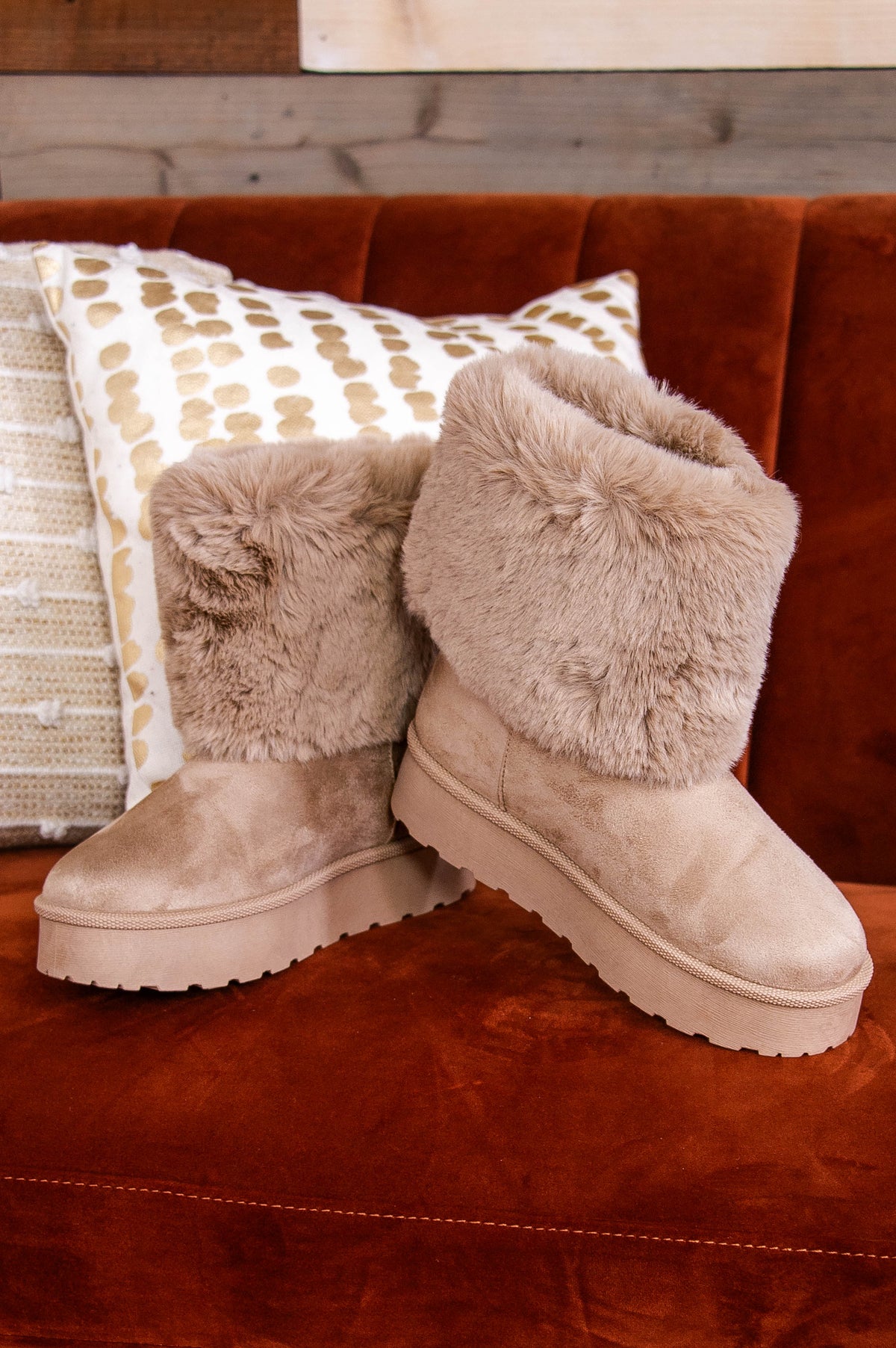 Never Fur-gettable Taupe Faux Fur/Suede Boots - SHO2757TA