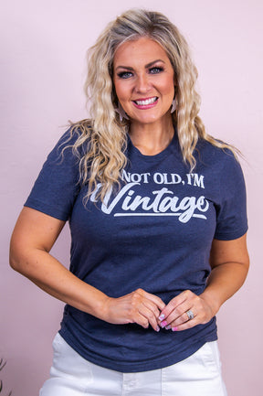 I'm Not Old I'm Vintage Heather Midnight Navy Graphic Tee - A3492HMN