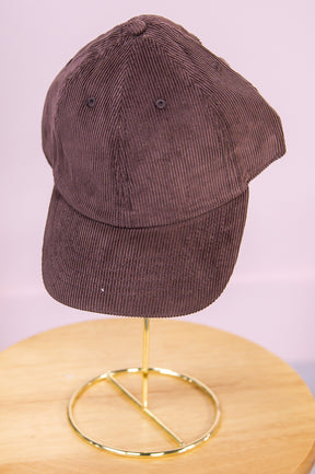 Dark Brown Solid Corduroy Hat - HAT1503DBR