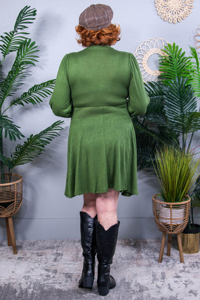 Fly Away With Me Forest Green Solid Dress - D5578FGN