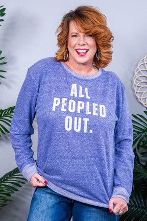 All Peopled Out Purple Melange Graphic Sweatshirt - A3851PU