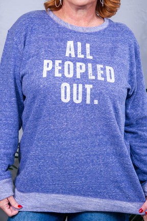 All Peopled Out Purple Melange Graphic Sweatshirt - A3851PU