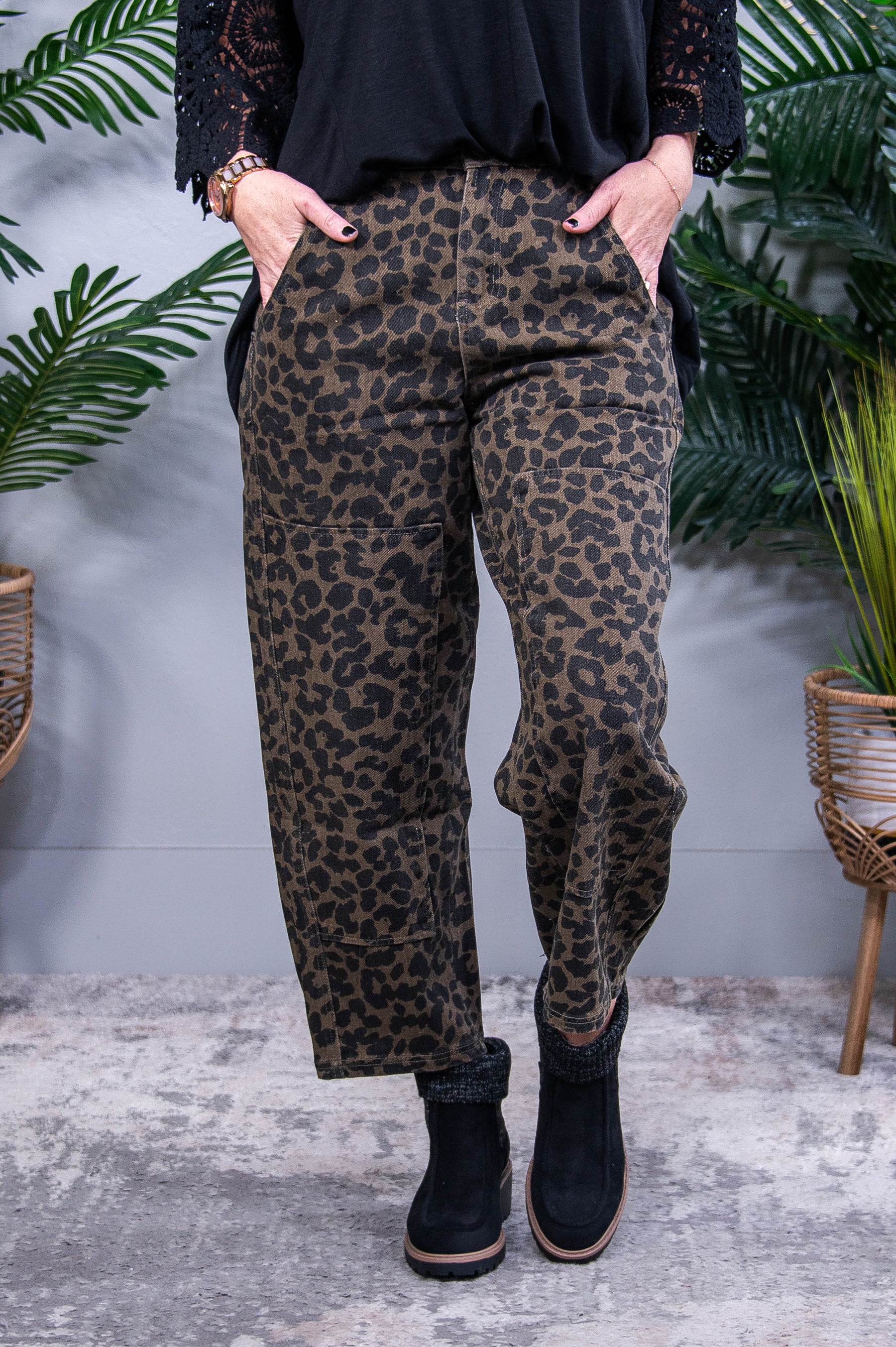 Savannah Taupe Printed Jeans - K1270TA