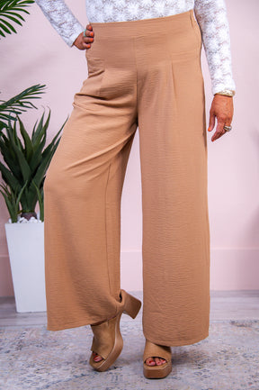 All About Autumn Camel Solid Palazzo Pants - PNT1663CA