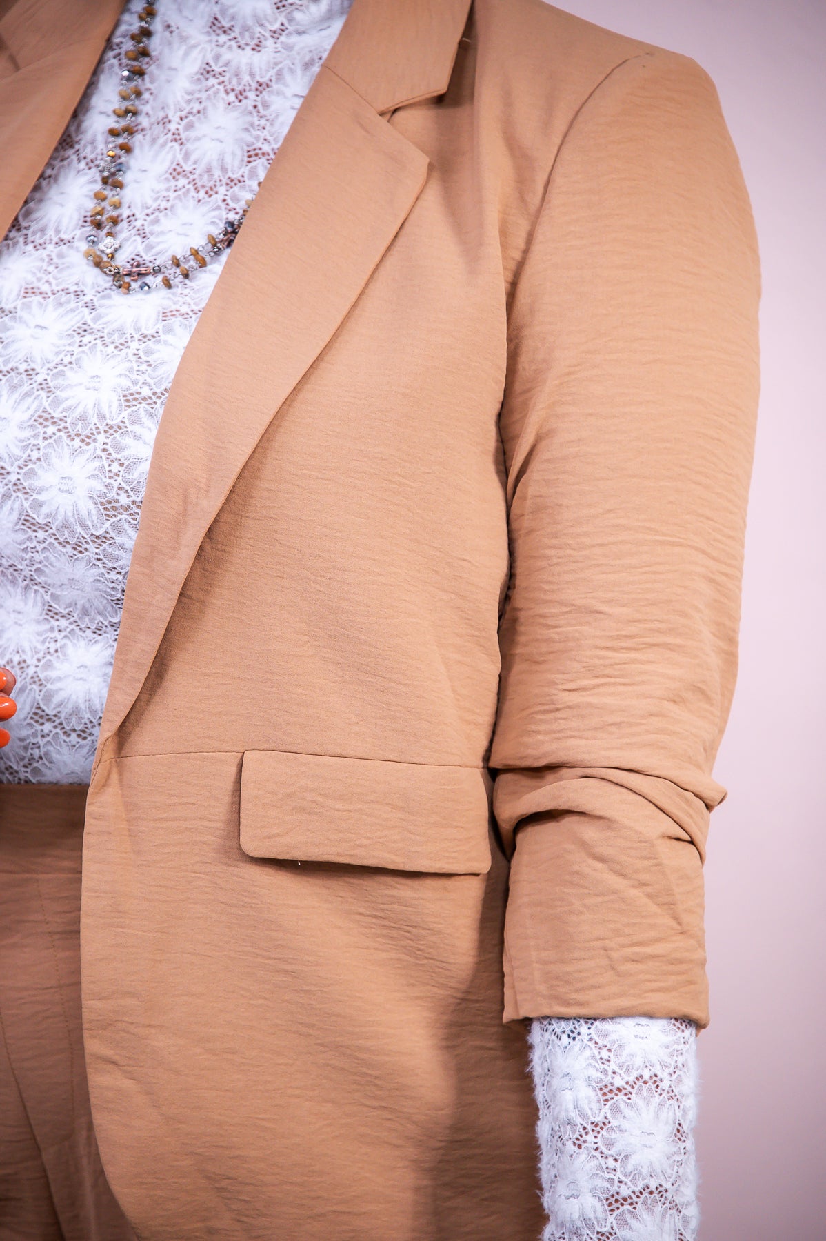 All About Autumn Camel Solid Blazer - O5510CA