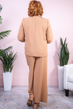 All About Autumn Camel Solid Blazer - O5510CA