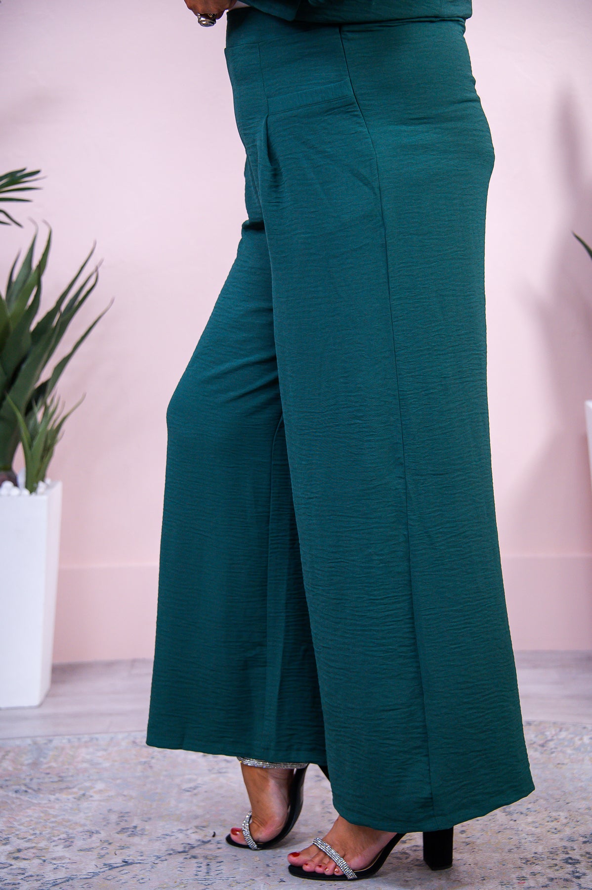 All About Autumn Hunter Green Solid Palazzo Pants - PNT1665HGN