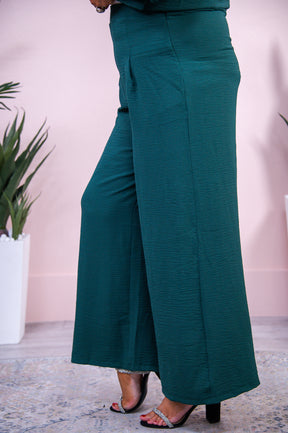 All About Autumn Hunter Green Solid Palazzo Pants - PNT1665HGN