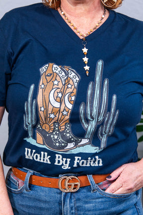 Walk By Faith Midnight Navy Graphic Tee - A3863MNV