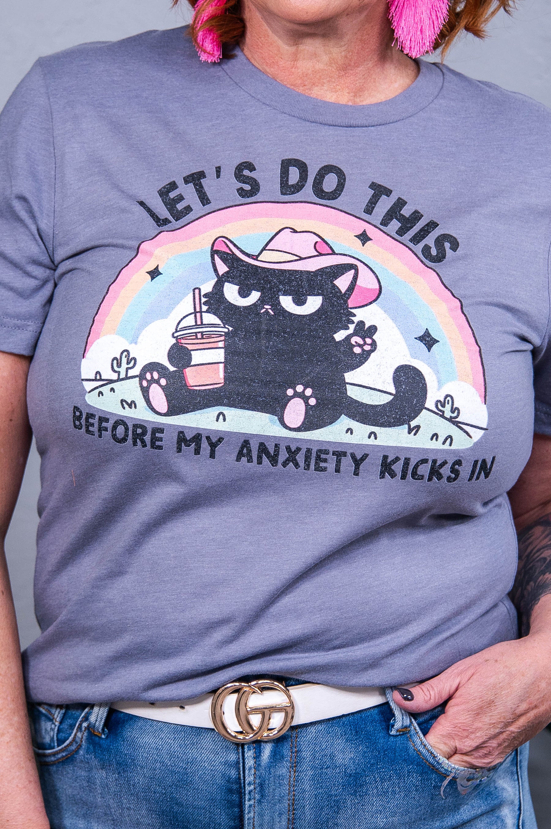 Let's Do This Before My Anxiety Kicks In Heather Storm Graphic Tee - A3860HST