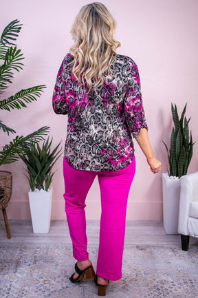 Perfect Like You Magenta/Multi Color Printed Top - T10152MG