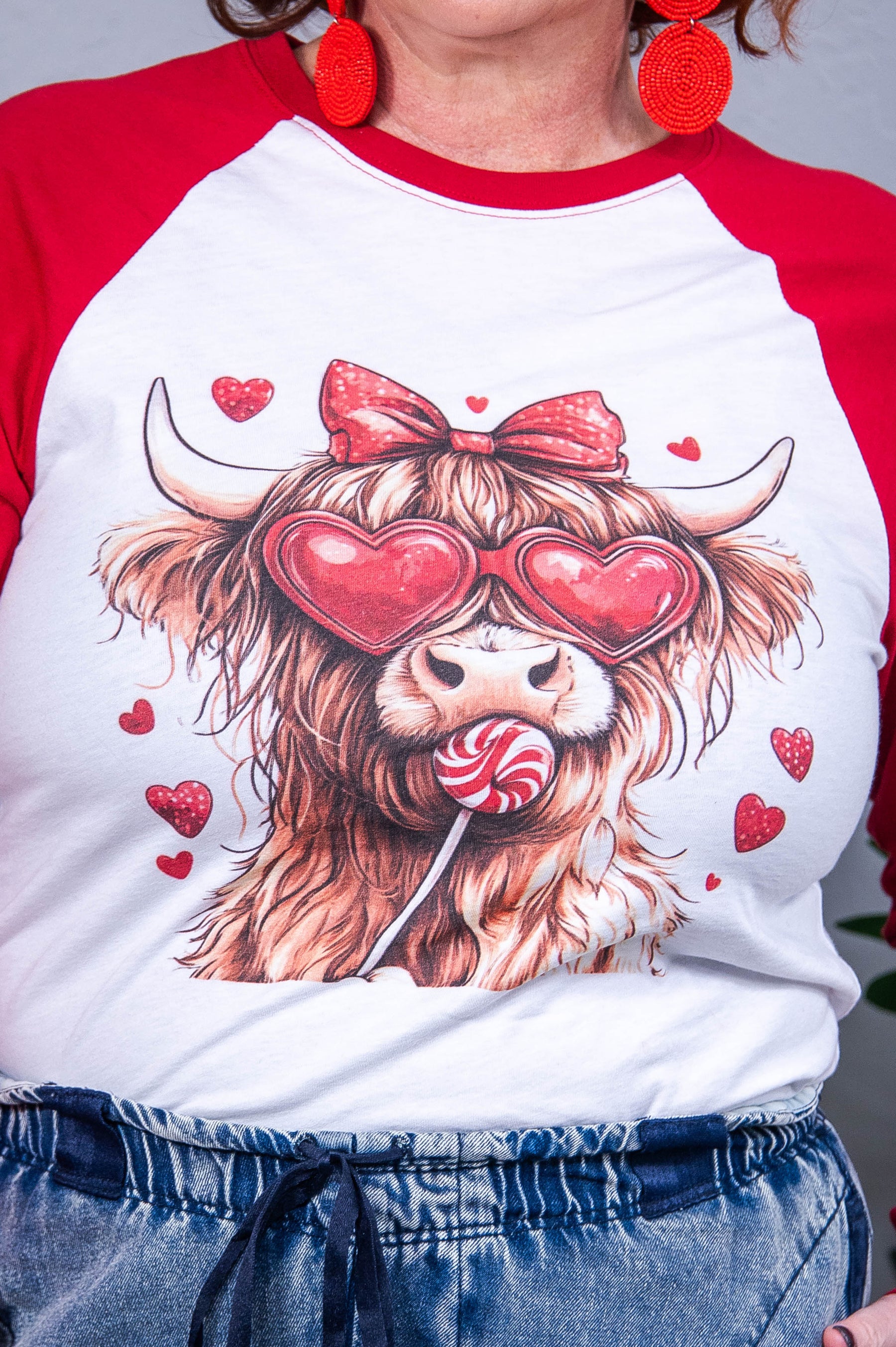 You're Moovelous White/Red Highland Cow Long Sleeve Graphic Tee - A3868WH