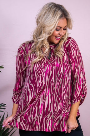 Quite Delightful Magenta/Multi Color Printed Top - T10153MG