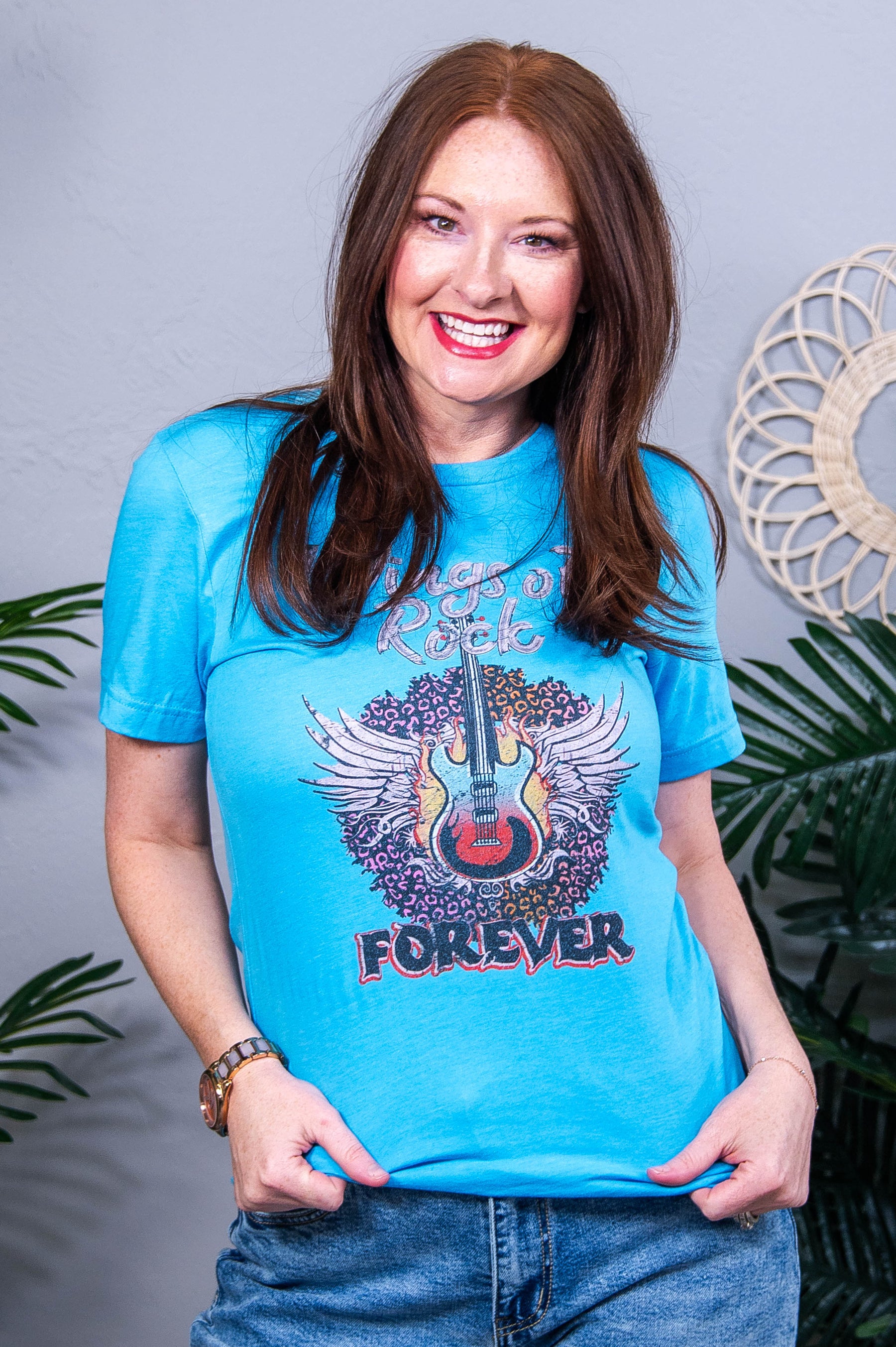 Wings Of Rock Forever Heather Aqua Graphic Tee - A3872HAQ