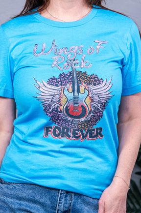 Wings Of Rock Forever Heather Aqua Graphic Tee - A3872HAQ