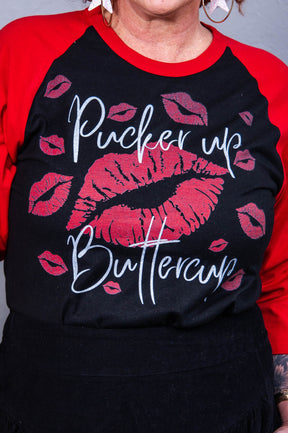 Pucker Up Buttercup Red/Black Graphic Tee - A3866RD