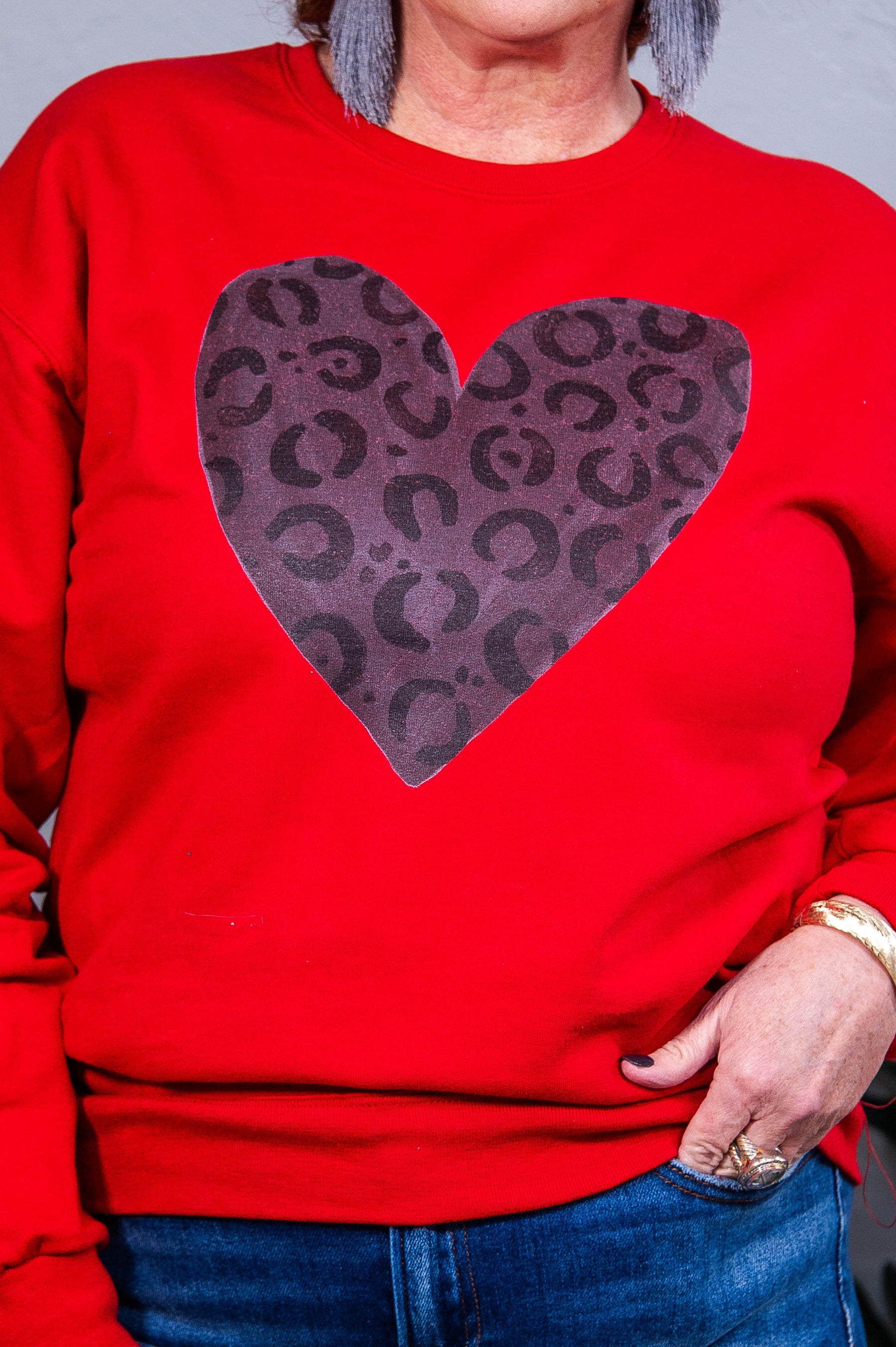 Love Always Wins Cherry Red Heart/Printed Graphic Sweatshirt - A3878CRD