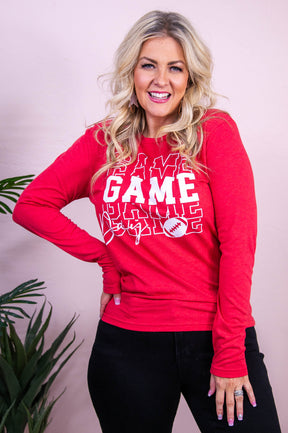 Game Day Vintage Red Long Sleeve Graphic Tee - A3507VRD