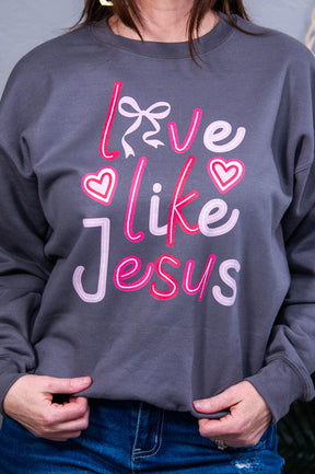 Love Like Jesus Charcoal Gray Graphic Sweatshirt - A3874CH