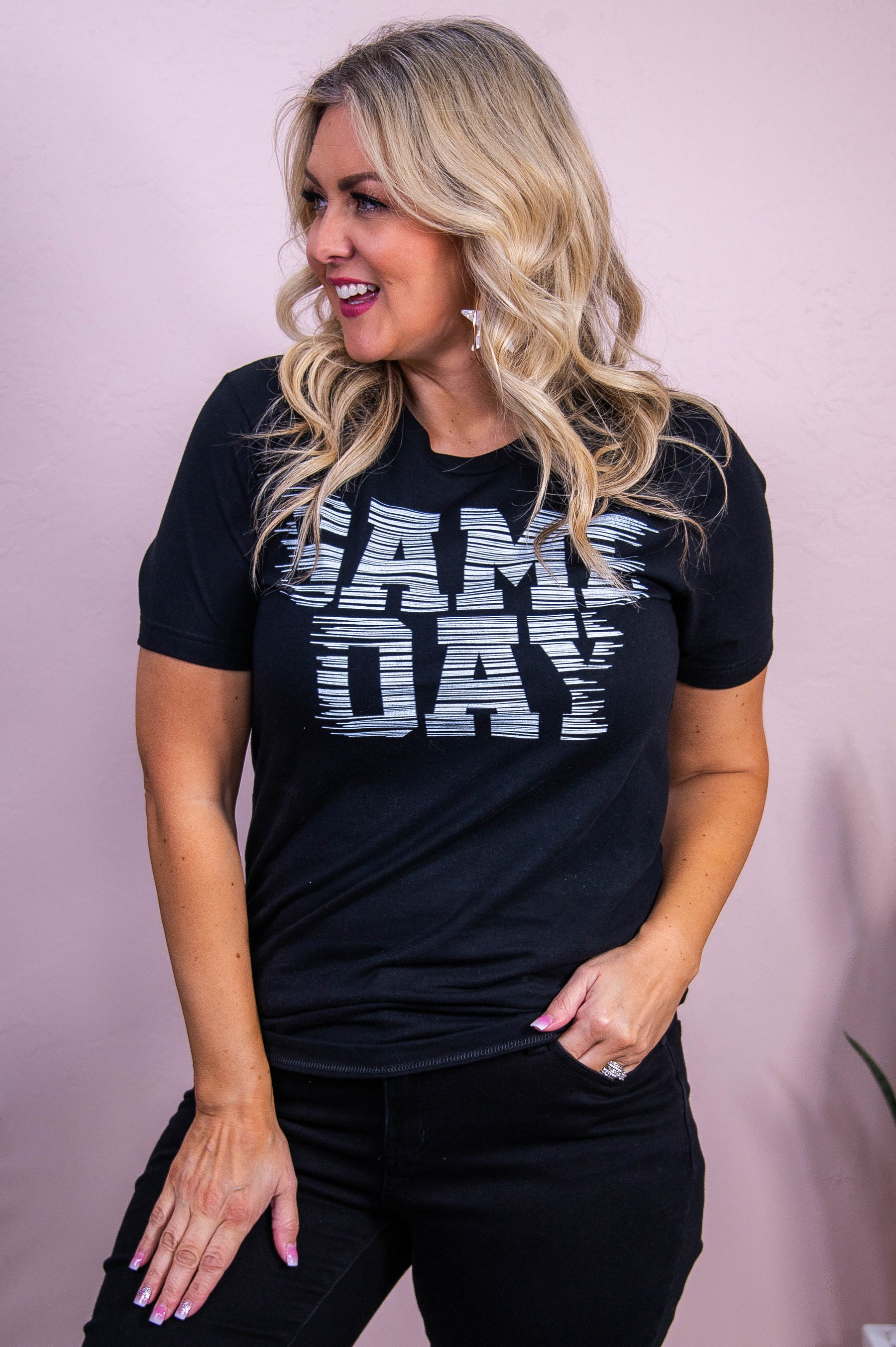 Game Day Black Graphic Tee - A3508BK