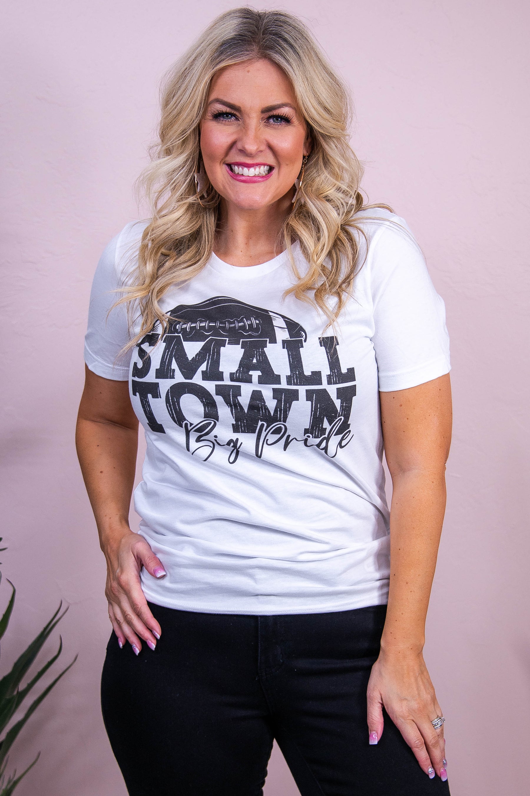 Small Town Pride White Graphic Tee - A3506WH