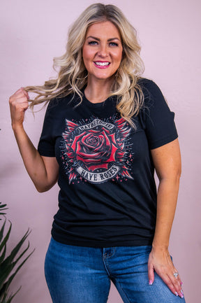 Maybe Thorns Have Roses Vintage Black Graphic Tee - A3514VBK