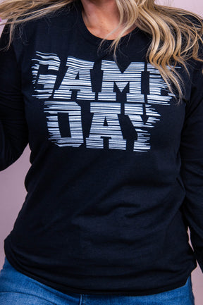 Game Day Black Long Sleeve Graphic Tee - A3513BK